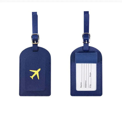Women Men PU Leather Luggage Tag Suitcase Identifier Label Baggage Boarding Bag Tag Name ID Address Holder Travel Accessories