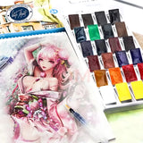 Russian White Nights 16/24 Color Solid Watercolour Paint Set  Watercolor Brush for Beginners Student Drawing Art Supplies