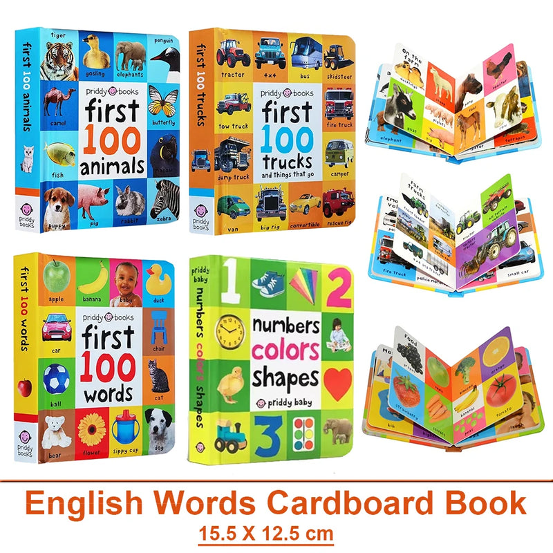 Montessori First 100 English Words Learning Cardboard Book Animals Colors Numbers Language Physical Picture Teaching Aids