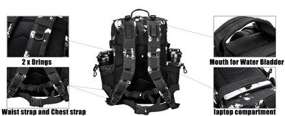 LHI 25L/35L/45L Gym Backapck Tactical Athlete Sports Fitness Bag Exercise Workout Weekend Travel Daypack with Bottle Holder