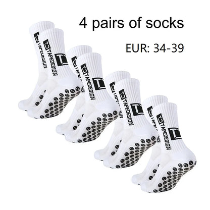 4 pairs of new TC mid tube glued football socks for sports training and competition, non slip and breathable socks