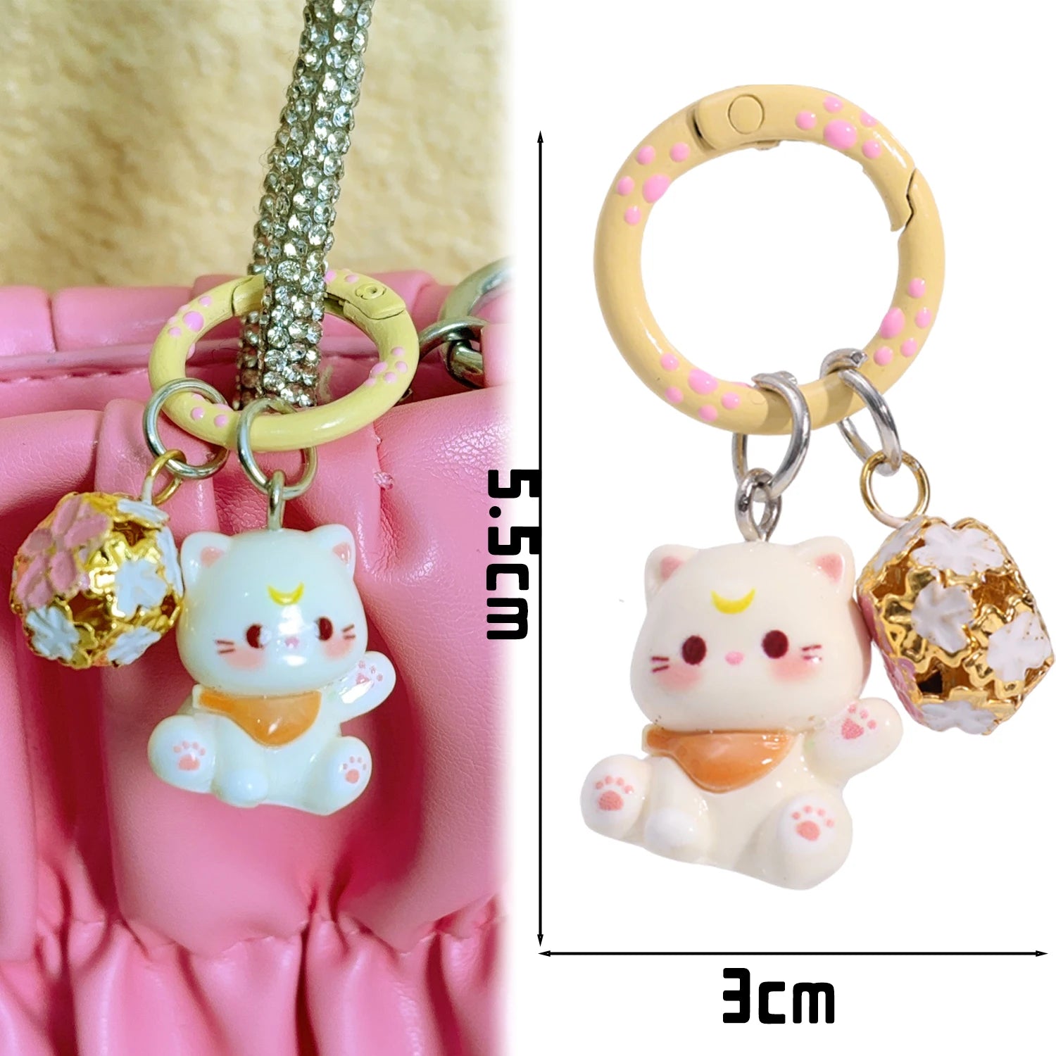 1/6Pcs Colorful Cat Bell Keychains for Friends Backpack Phone Pendant Hangings Couple Cartoon Animal Paw O-shaped Keychains