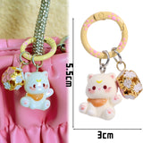 1/6Pcs Colorful Cat Bell Keychains for Friends Backpack Phone Pendant Hangings Couple Cartoon Animal Paw O-shaped Keychains