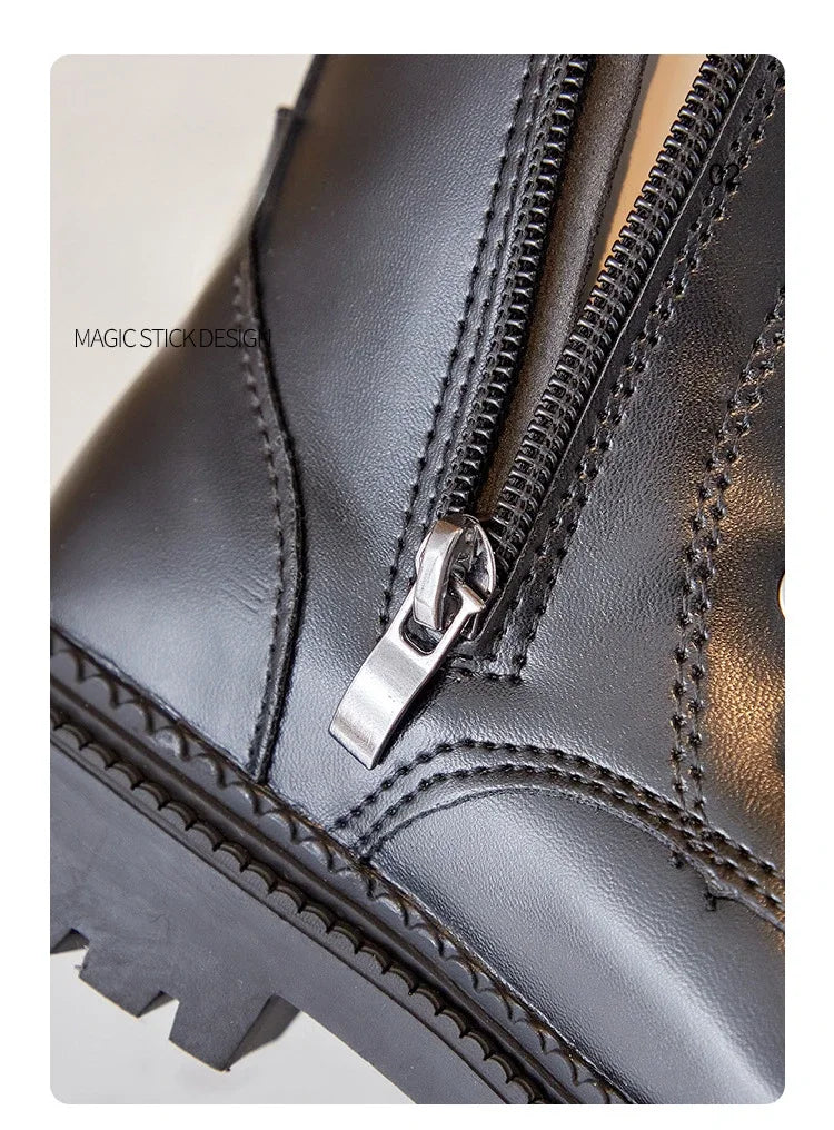 Girls Long Boots Children Knee-High Fashion Motorcycle Boots Rubber Soft Platform for Princess Kids High Boots Classic Winter