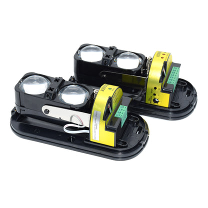 Detector de infrarrojos antilluvia de dos haces con alarma y sensor, distancia de detección de 150 m para seguridad en exteriores.