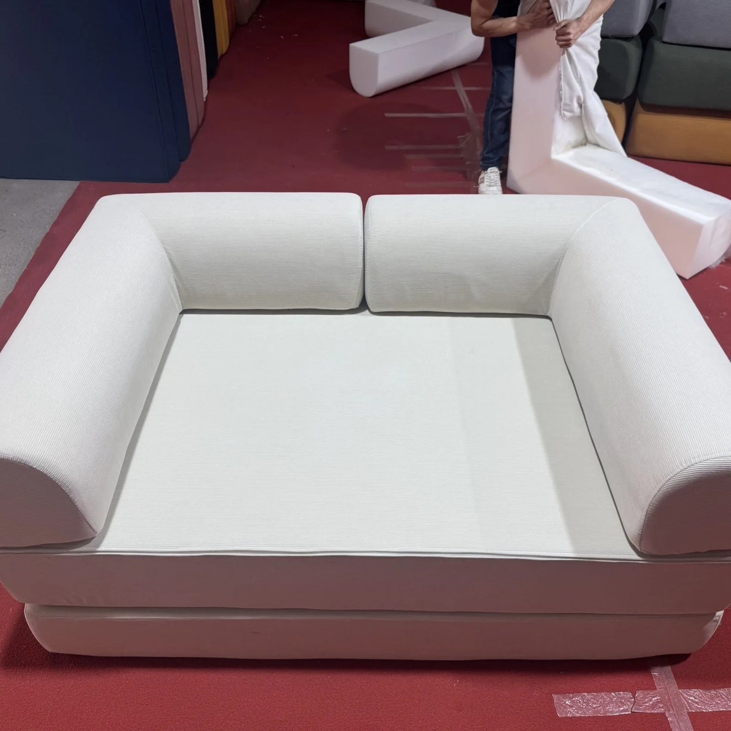 Italian Compressed Sofa Minimalist Retro Corduroy Sofa Bed Lounge Modular Couch Foldable Washable Customizable for Living Room