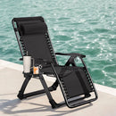 Outdoor Garden Sunloungers Folding Chair with Cup Holder and Headrest Pillow Lounge Chair Folding Patio Recliner Support 150kg