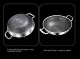 32cm 304 Stainless Steel Frying Pan Food Grade Non-Stick Pan Honeycomb Pot Bottom Induction Cooker Gas Stove General Wok