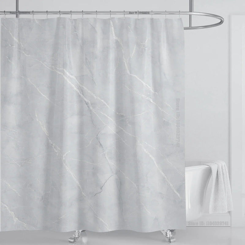 Cortina de ducha impermeable de mármol, cortina de ducha impermeable para decoración de baño, cortina de ducha impresa, lavable, con ganchos