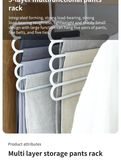 1/2/3pcs Pants Rack Multifunctional Household Saving Space Multi Layer Trousers Hanger Pants Closet Color Clothes Peg 5 Layers