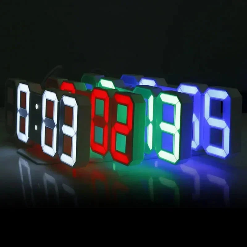 3D LED Digital Clock Decor Wall Decoration Glow Night Mode Decoration for Bedroom Adjustable Electronic Watch Clocks Watches