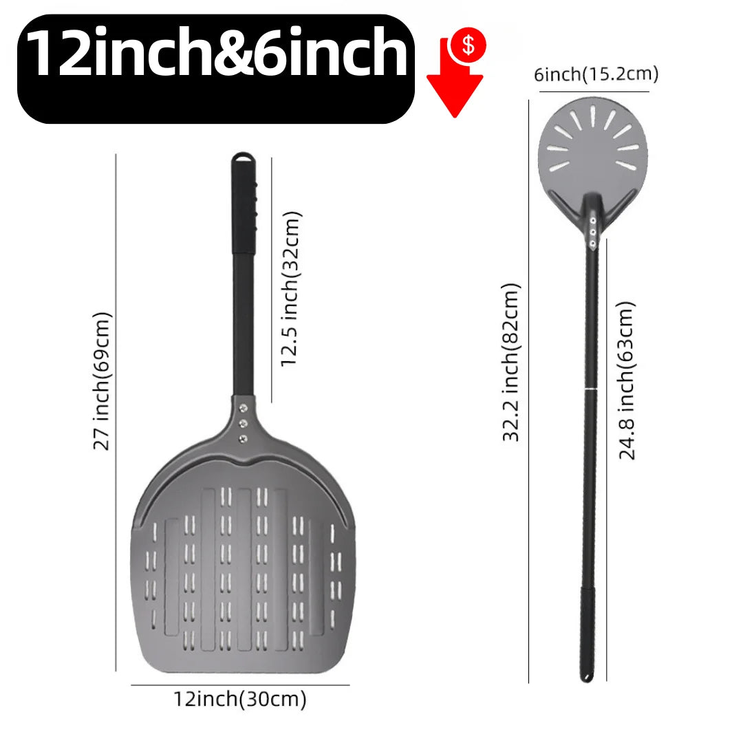 6&12 13 14  Inch Pizza Perforated Shovel Paddle Pizza Oven Turning Peel Hard  Anodized Pizza  Baking Kitchen Tool Spatula