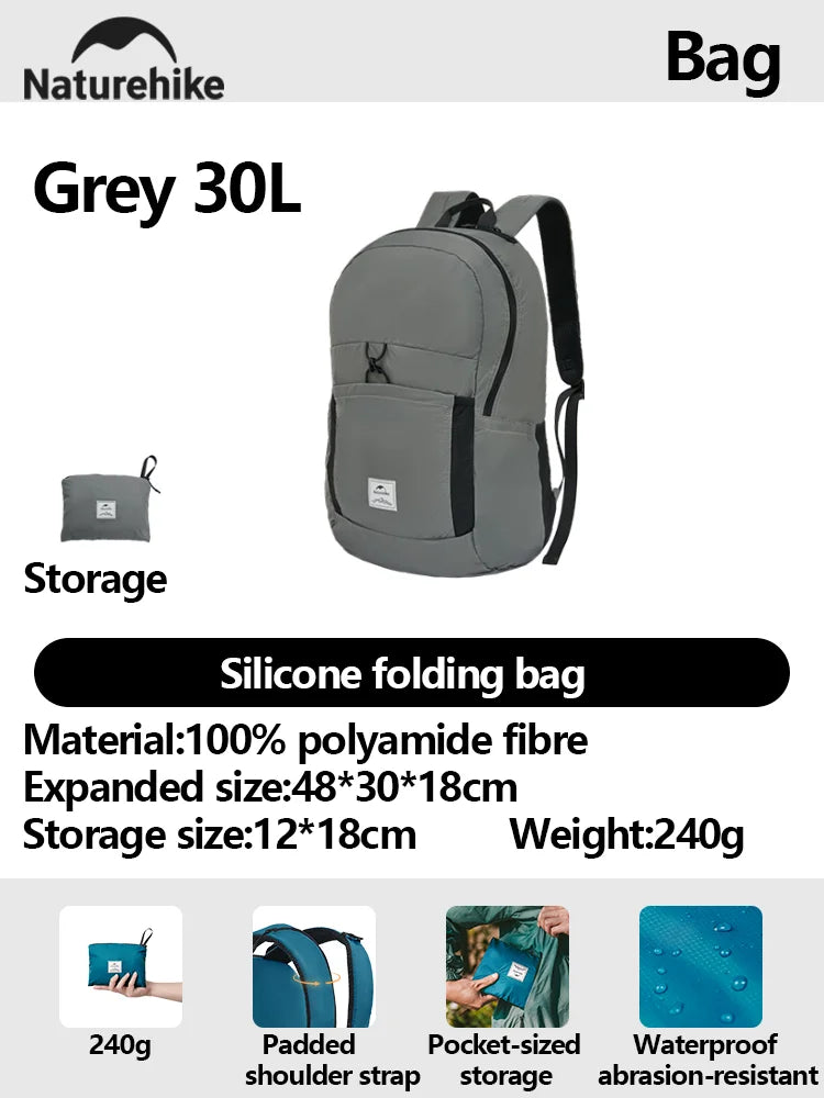 Naturehike New Camping Backpack 30L Large Capacity Portable Foldable Waterproof Shoulder Bag Outdoor Travel Hiking Picnic Bag