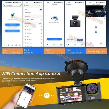 2/3Camera WIFI Dash Cam Cabin Car Dvr 1080P Interior Vehicle Three Way Channel Dvrs Recorder Video Registrator Dashcam Camcorder
