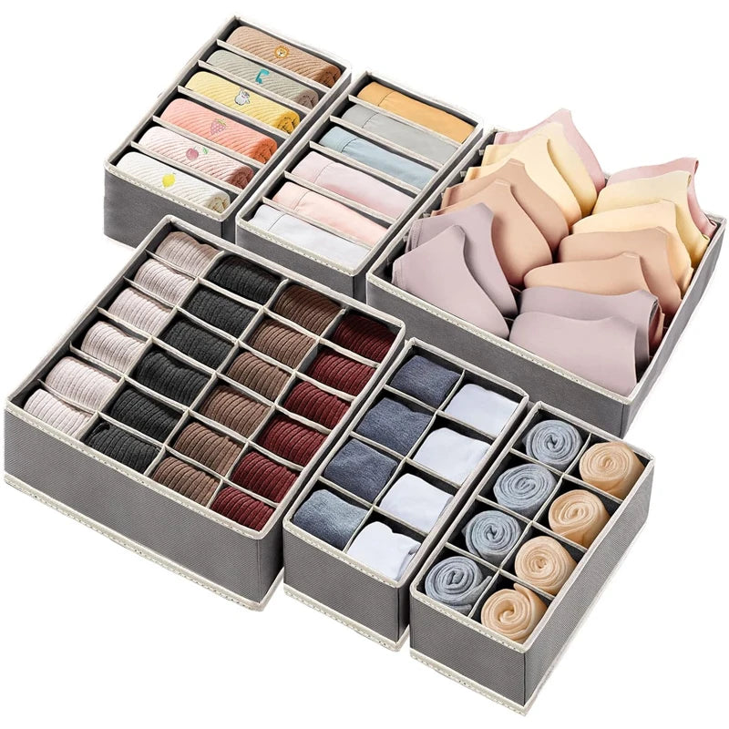 Organizador para ropa interior, calcetines, sujetadores, pantalones, bufandas, corbatas, caja de almacenamiento, organizador de cajones para armario, estuche plegable para organizador de ropa interior.