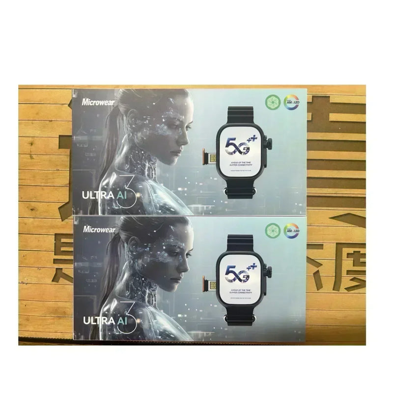 New Ultra Ai 3 Android Smartwatch 4G full network sim Card GPS WIFI 180°Hd Camera APP Download health monitoring Smart Watch Men