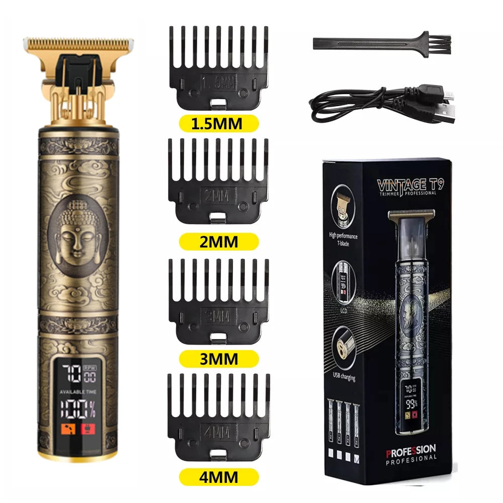 T9 LCD Electric Hair Trimmer Oil Shaving Head Electric Clipper Engraving Electric Clipper Hair Precision Trimmer for Men Care