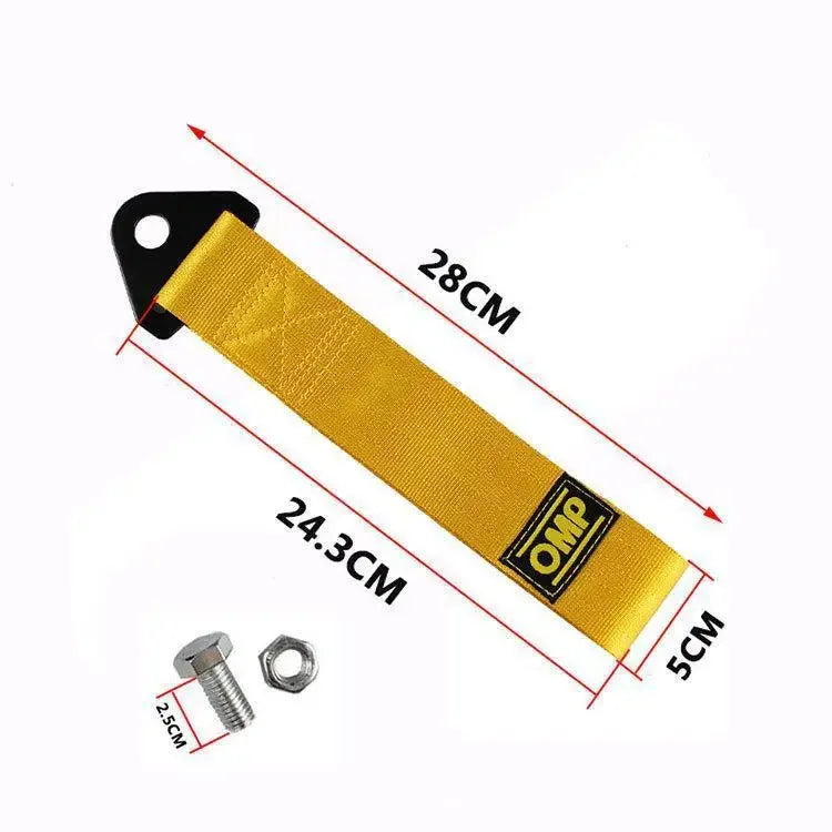Cuerda de remolque para coche Omp, modificación, gancho de seguro de automóvil, parachoques delantero, cuerda de remolque, cabeza de vehículo, serpentina para coche, accesorios decorativos