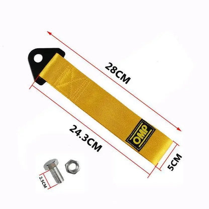 Cuerda de remolque para coche Omp, modificación, gancho de seguro de automóvil, parachoques delantero, cuerda de remolque, cabeza de vehículo, serpentina para coche, accesorios decorativos