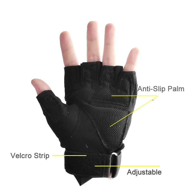 Tactical Half Finger Gloves Knuckle Enhanced Combat Gloves Outdoor Sport Hiking Shooting Riding Hands Protection For Work Safety