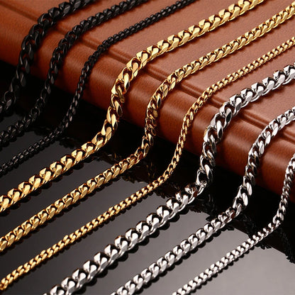 3-11mm Thick Waterproof Chain Bracelet for Men Stainless Steel Cuban Chain Wristband Classic Punk Heavy Men's Jewelry Gift