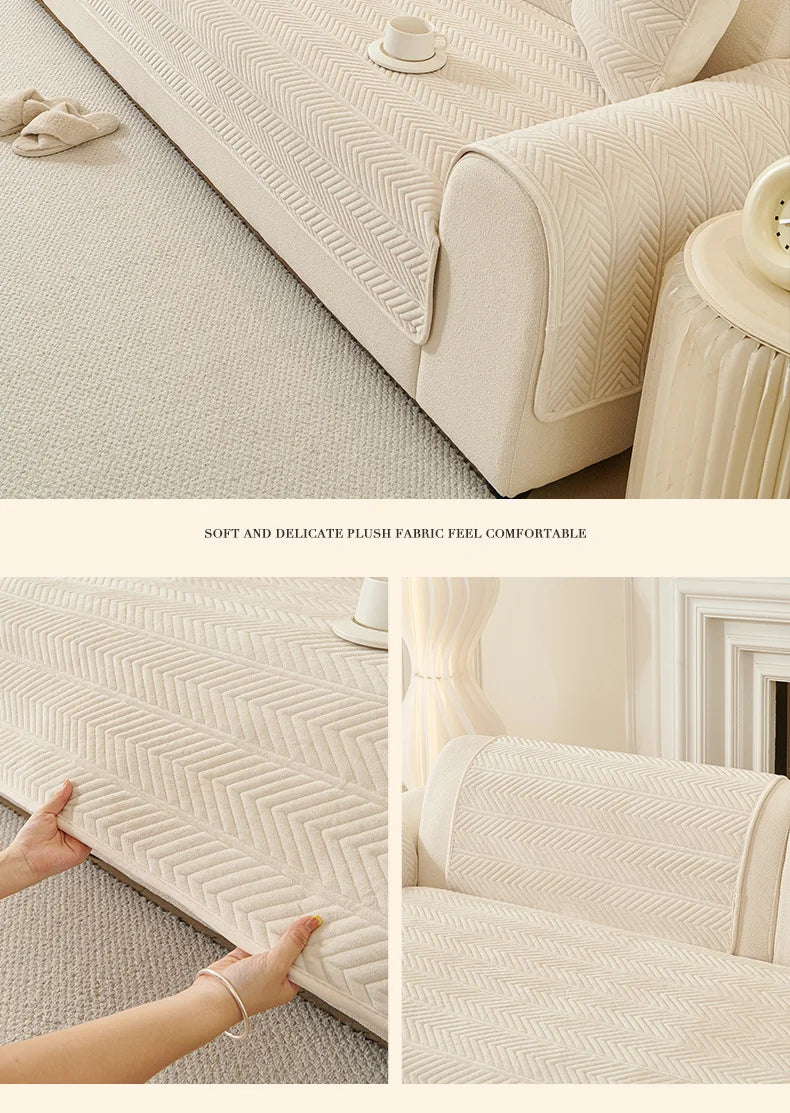 1PC Velvet Thicken Sofa Seat Cover Nordic Universal Sofa Cushion Slipcover Anti-slip L Corner Couch Towel Mat for Living Room