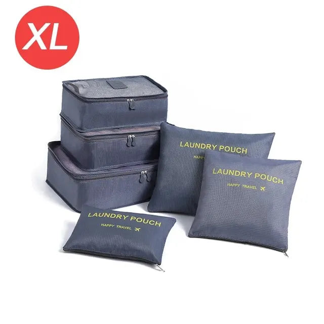 Organizador de viaje de gran tamaño, portátil, para ropa, zapatos, maquillaje, bolsa de almacenamiento de equipaje, 6 unidades 