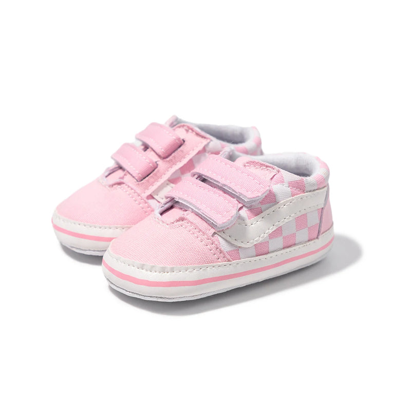 Zapatos Meckior para bebé niño y niña, zapatillas de lona con suela de goma antideslizante y diseño de rayas a cuadros, para primeros pasos, zapatos casuales unisex para bebé.