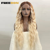FREEDOM Synthetic Lace Front Wig Long Deep Wavy Ombre Blonde Ginger Lace Wigs For Black Women Heat Resistant Cosplay Wigs
