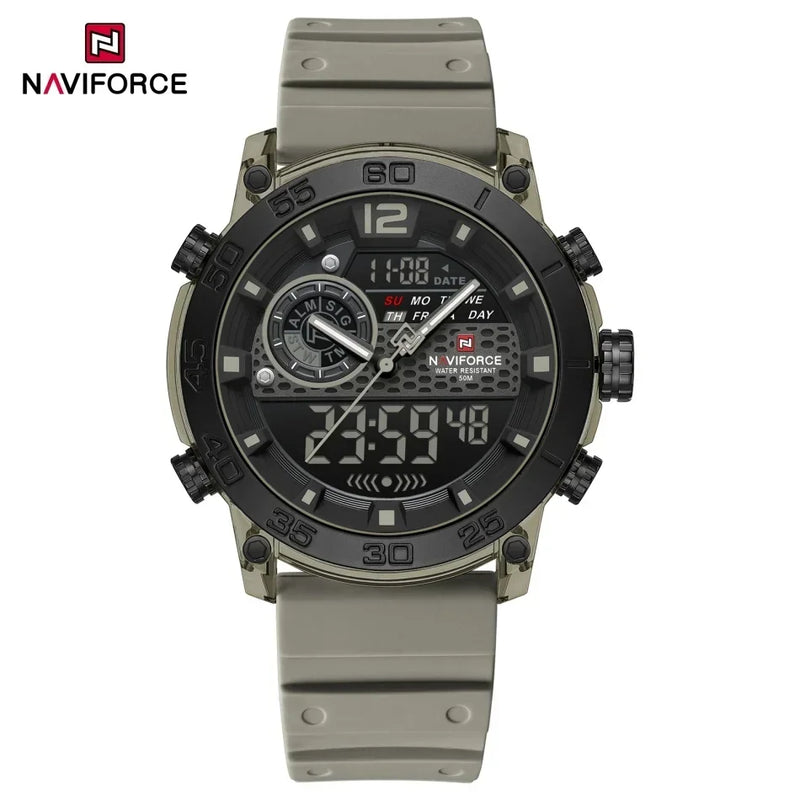 NAVIFORCE NF6104  Men's Lightweight Sports Wrist Watch Dual Display Time Night Light Watches Boy's Quartz  Stopwatch