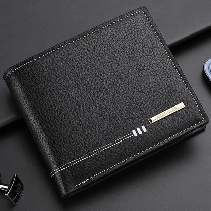 Nueva cartera para hombre, tarjetero, monedero con cremallera, cartera corta de negocios con estampado de lichi de alta calidad.