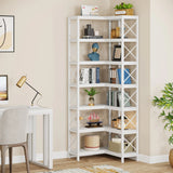 Tribesigns 7-Shelf Corner Bookshelf,Large Modern Corner Bookcase, 7-Tier Tall Corner Shelf Storage Display Rack with Metal Frame