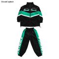 Hip Hop Girls Contrast Bomber Jacket Sport Pants Boys Street Dance Coat Streetwear Kids Jazz Clothes Set Children School Uniform