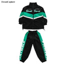 Hip Hop Girls Contrast Bomber Jacket Sport Pants Boys Street Dance Coat Streetwear Kids Jazz Clothes Set Children School Uniform