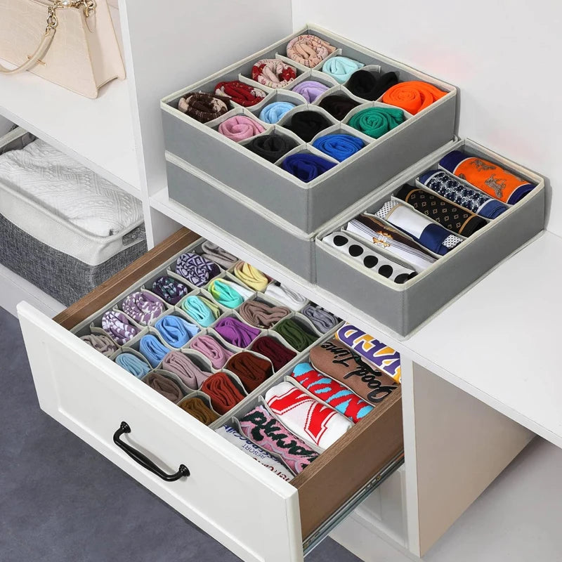 Organizador para ropa interior, calcetines, sujetadores, pantalones, bufandas, corbatas, caja de almacenamiento, organizador de cajones para armario, estuche plegable para organizador de ropa interior.