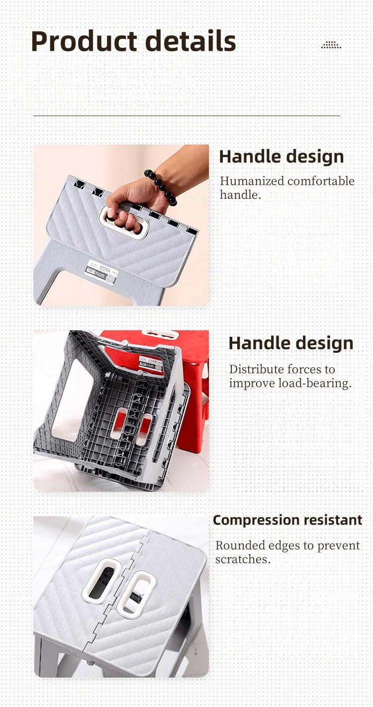 Taburete plegable ligero para el hogar, ideal para pesca, ocio, niños, pequeño banco para exteriores, portátil, de plástico antideslizante.