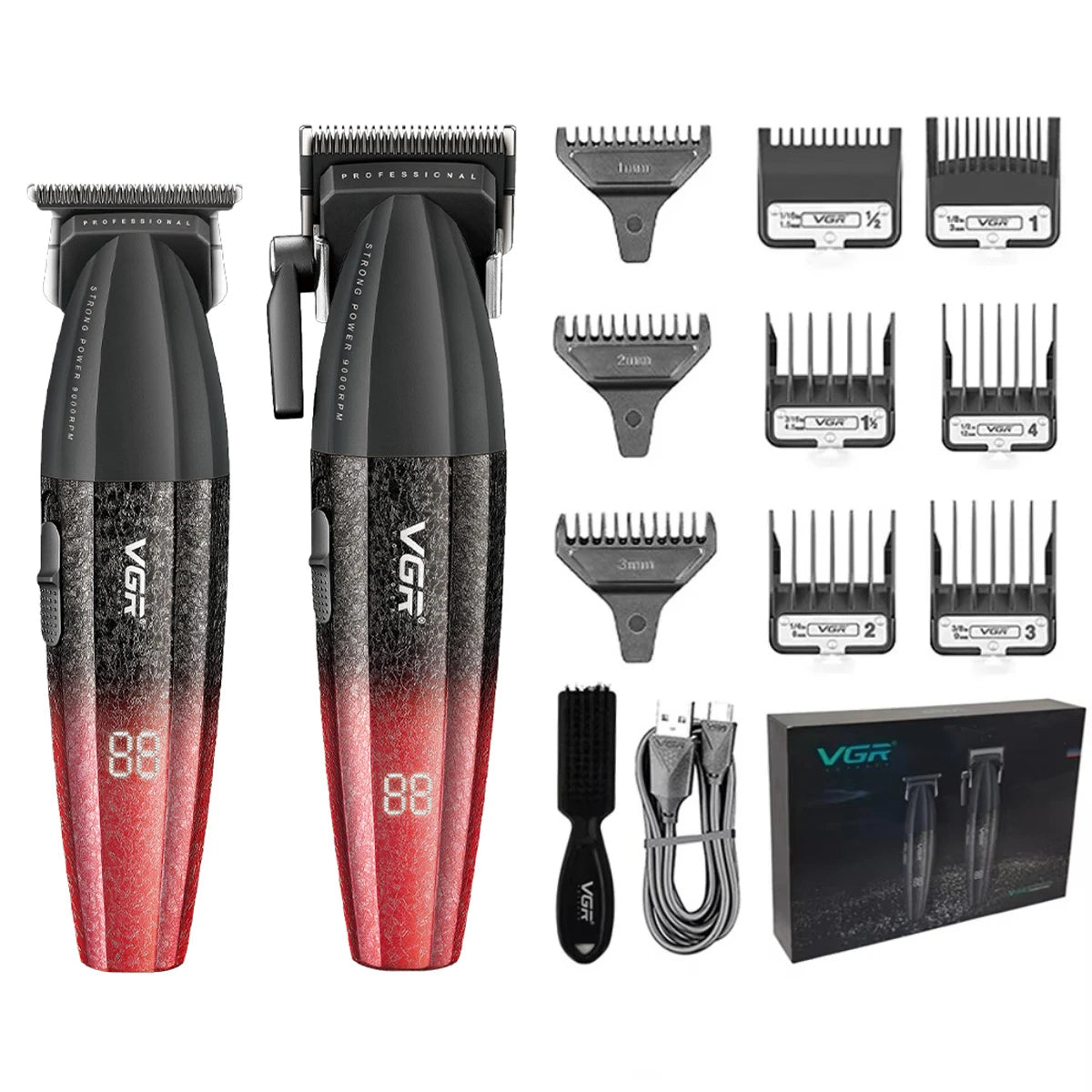 VGR Hair Clippers Professional 9000RPM Hair Cutting Machine Rechargeable Beard Trimmer Charging Base Hair Clippers men V-640 S3
