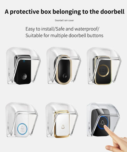 CACAZI PC Transparent Waterproof Cover for Wireless Doorbell Button Chime Outdoor Rain-cover Home Case Suitable for Most Buttons