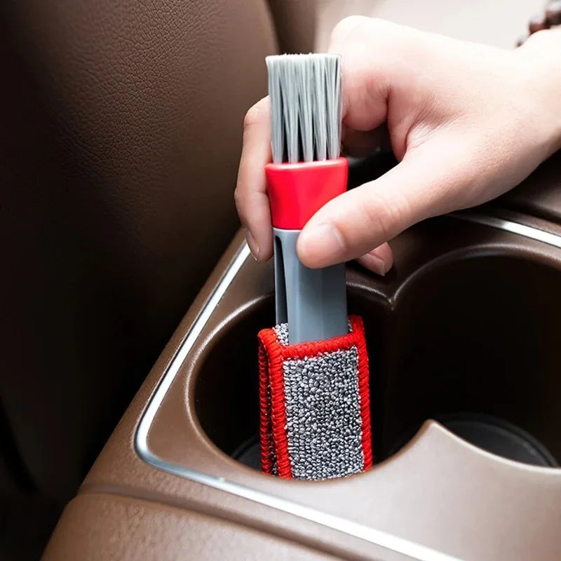 Escova de cabeça dupla para remoção de poeira, limpeza e limpeza de saídas de ar em carros, ferramentas de limpeza profunda para interiores de carro, 1 peça