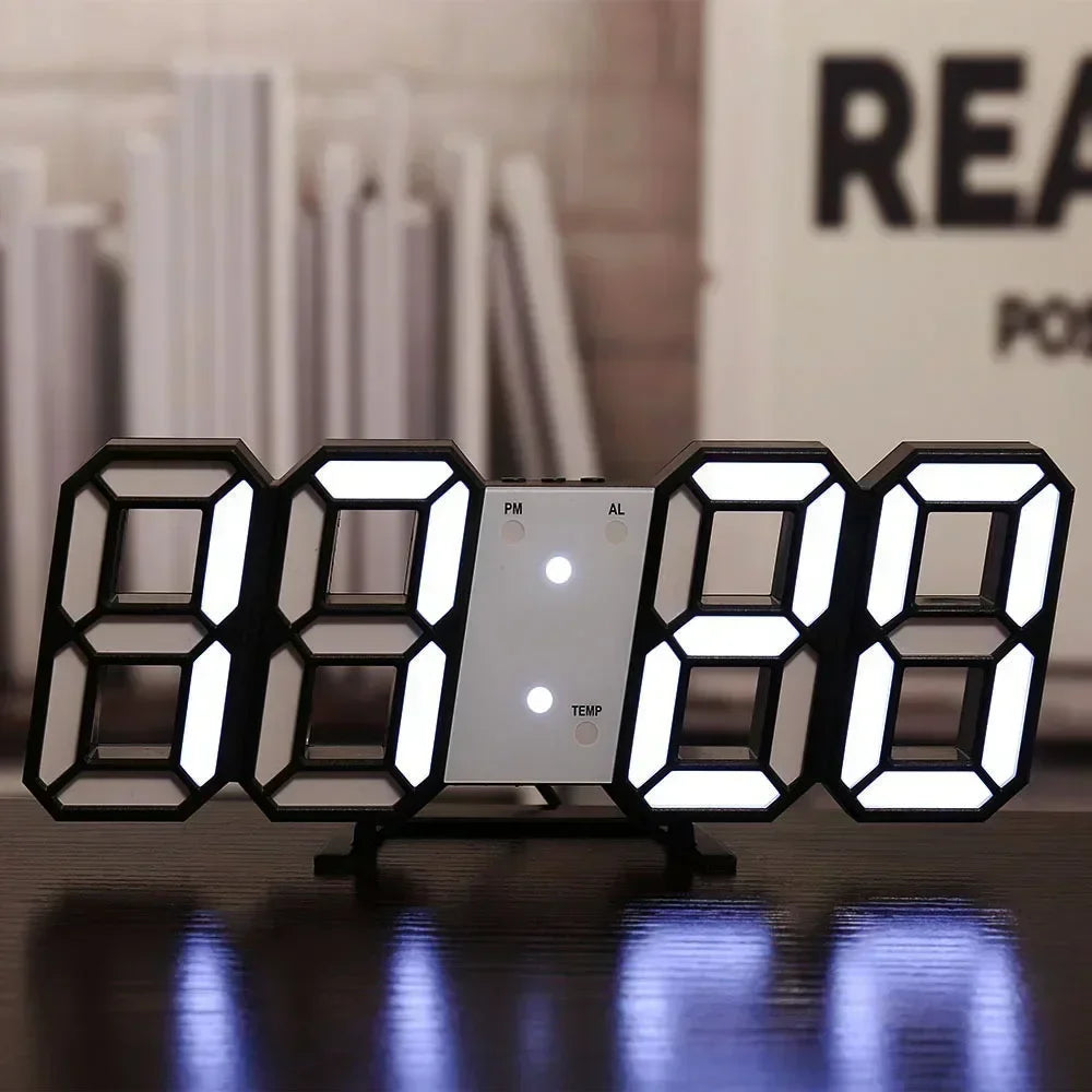 3D LED Digital Clock Decor Wall Decoration Glow Night Mode Decoration for Bedroom Adjustable Electronic Watch Clocks Watches