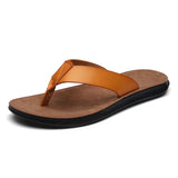 Size 38-47 New Italian Leather Flip-flops For Men Casual Cool Beach Summer Shoes Hotel Slippers Man Light Flats Luxe Men's Shoes