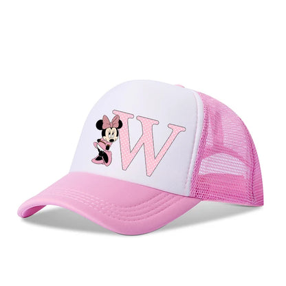 Disney-Boné de beisebol com letras de Minnie Mouse para crianças e adultos, chapéu de sol esportivo dos desenhos animados, bonés pontiagudos ajustáveis, presente de aniversário casual