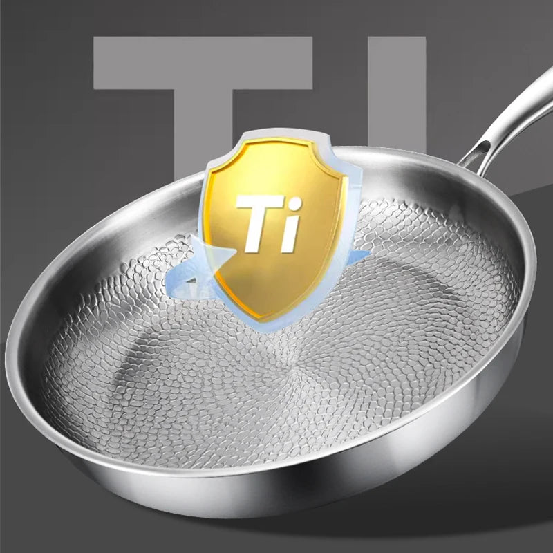 26/28/30cm German Pure Titanium Frying Pan Non-stick Frying Pan Uncoated Fish Scale Hammer Pattern Titanium Alloy Cookware
