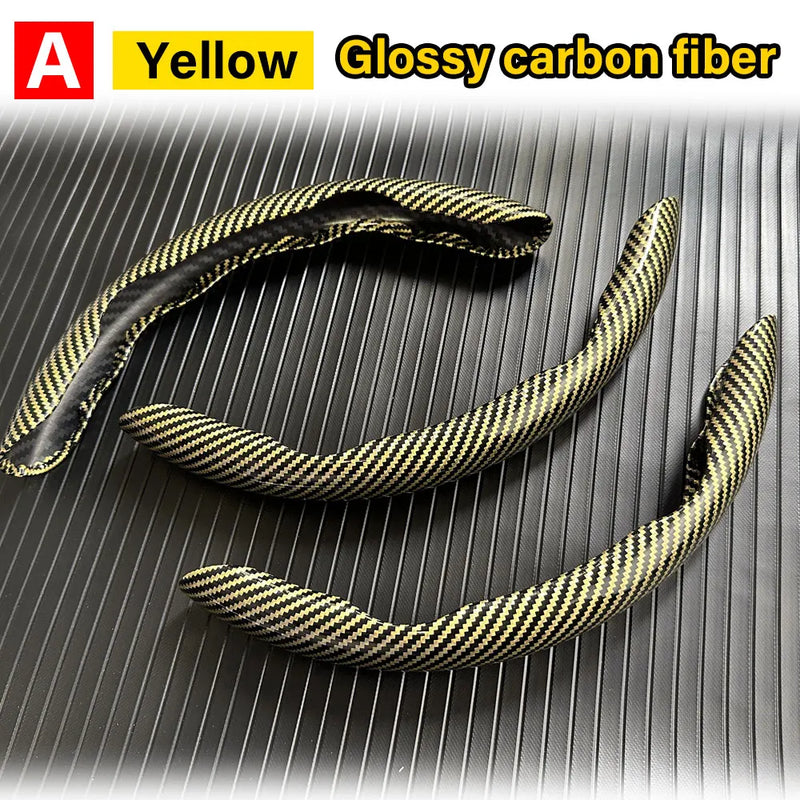 3PCS Carbon Fiber Car Round Steering Wheel Cover Non-Slip Steering Cover Protector Anti Dust Washable Interior Auto Accessories