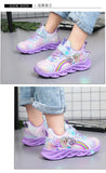 Disney Girls' Casual LED Light-Up Mesh Breathable Children's Sports Shoes Princess Elsa Pink Purple Sneakers Size 22-35