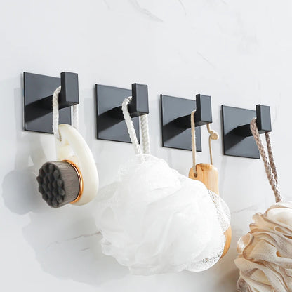 Black Self-Adhesive Wall Hooks For Hanging Keys Clothes Hanger Door 3M Robe Hook Coat Rack Towel Holder Bathroom Accessories