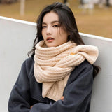 Bufanda de lana tejida, bufandas gruesas para exteriores, resistentes al viento, térmicas, chales largos, tejidas a crochet, pañuelo para el cuello, bufanda para pareja