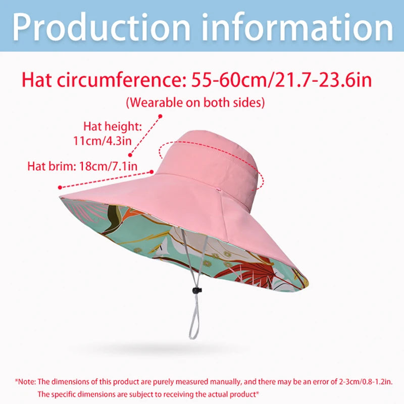 Xinbaoguan 100% Cotton European and American Cross-Border Women's New Double-Sided Fisherman Hat Summer Enlarged Brim Sun Hat