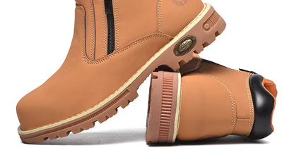Zapatos de trabajo para hombre, zapatos de seguridad impermeables, botas de cuero antichispas para hombre, zapatos de soldador antideslizantes y antiperforación para hombre, zapatos de trabajo negros.