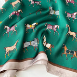 2024 Horse Print Female Silk Neck Scarf Square Hair Scarves Foulard Head Band Shawls Wraps Neckerchief Bandana Women